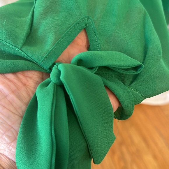 CeCe emerald green holiday top with sheet sleeves - Picture 3 of 4